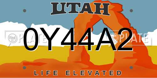 0Y44A2 Utah License Plate