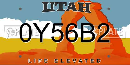 0Y56B2 Utah License Plate
