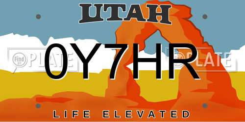 0Y7HR Utah License Plate