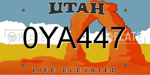 0YA447 Utah License Plate