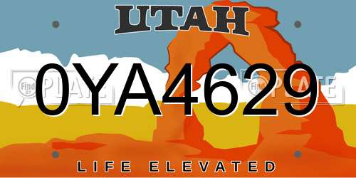 0YA4629 Utah License Plate