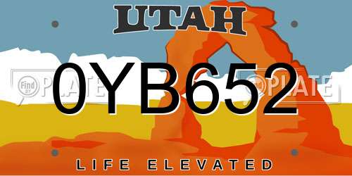 0YB652 Utah License Plate