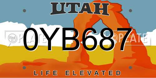 0YB687 Utah License Plate