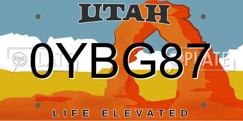 0YBG87 Utah License Plate