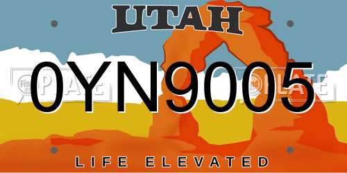 0YN9005 Utah License Plate