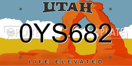0YS682 Utah License Plate