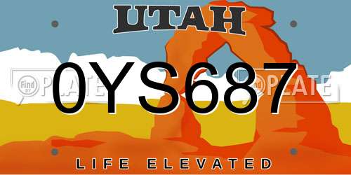 0YS687 Utah License Plate