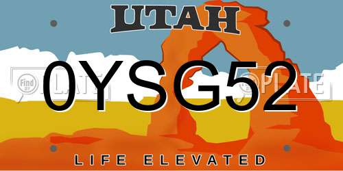 0YSG52 Utah License Plate
