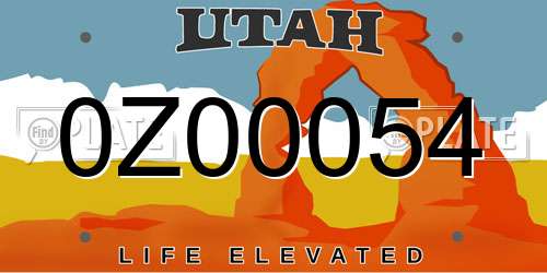 0Z00054 Utah License Plate