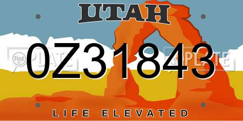 0Z31843 Utah License Plate