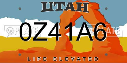 0Z41A6 Utah License Plate