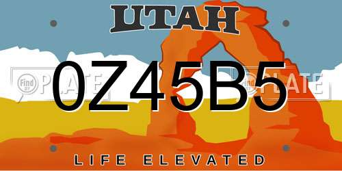 0Z45B5 Utah License Plate