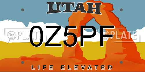 0Z5PF Utah License Plate