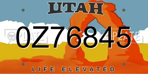 0Z76845 Utah License Plate