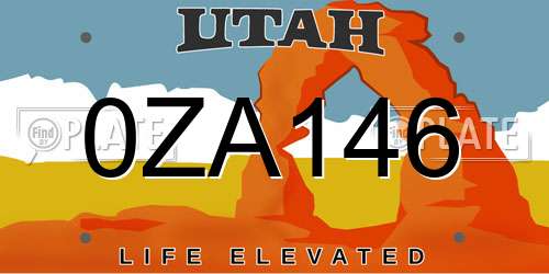 0ZA146 Utah License Plate