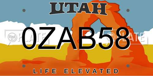 0ZAB58 Utah License Plate