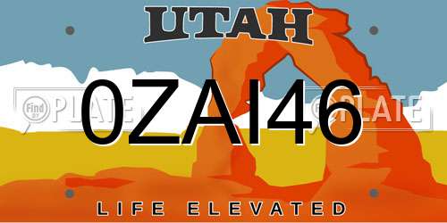 0ZAI46 Utah License Plate