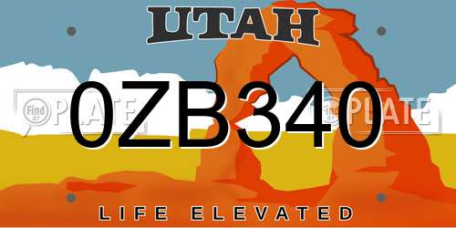 0ZB340 Utah License Plate