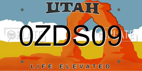 0ZDS09 Utah License Plate