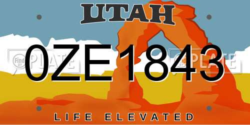 0ZE1843 Utah License Plate