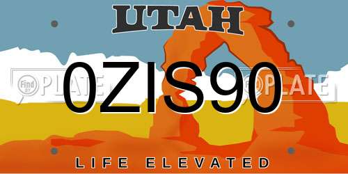 0ZIS90 Utah License Plate