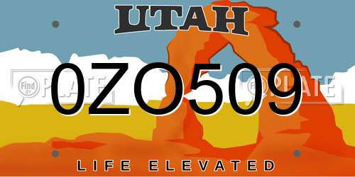 0ZO509 Utah License Plate