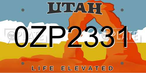0ZP2331 Utah License Plate