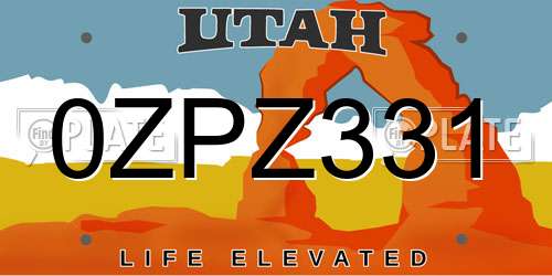 0ZPZ331 Utah License Plate