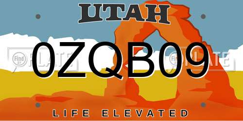 0ZQB09 Utah License Plate