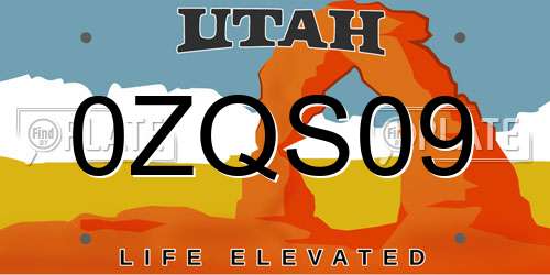 0ZQS09 Utah License Plate