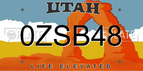 0ZSB48 Utah License Plate