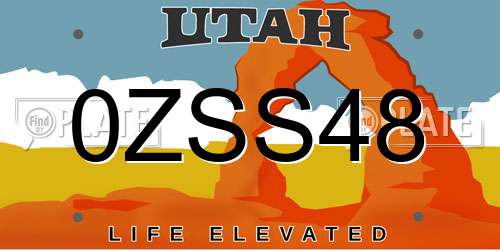 0ZSS48 Utah License Plate
