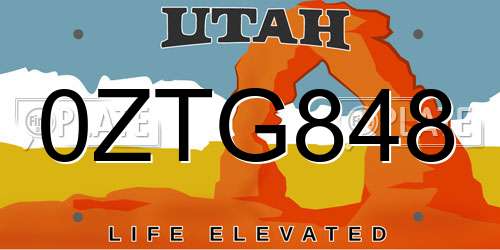 0ZTG848 Utah License Plate