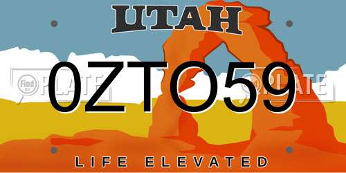 0ZTO59 Utah License Plate