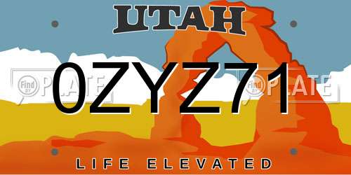 0ZYZ71 Utah License Plate