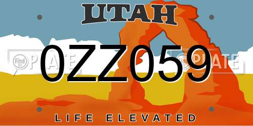 0ZZ059 Utah License Plate