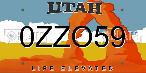 0ZZO59 Utah License Plate