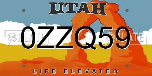 0ZZQ59 Utah License Plate