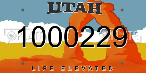 1000229 Utah License Plate