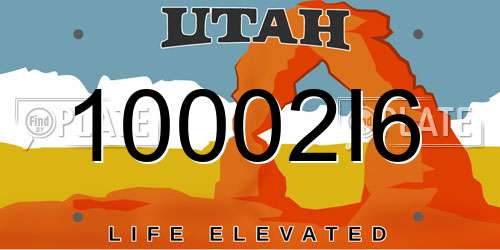 10002I6 Utah License Plate