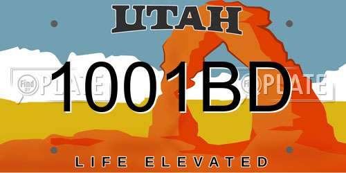 1001BD Utah License Plate