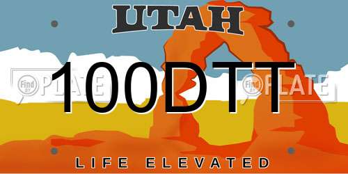 100DTT Utah License Plate