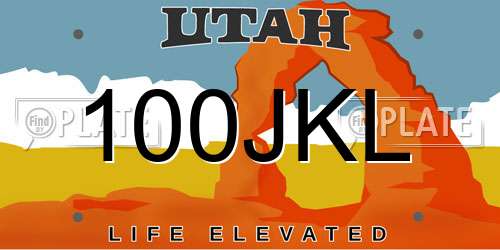 100JKL Utah License Plate