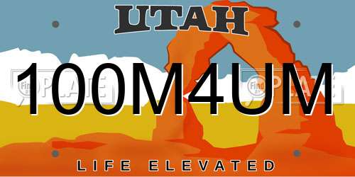100M4UM Utah License Plate