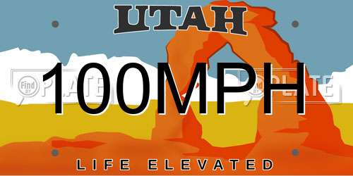 100MPH Utah License Plate