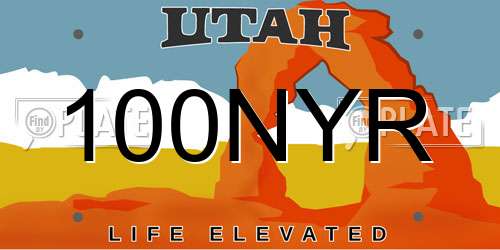 100NYR Utah License Plate