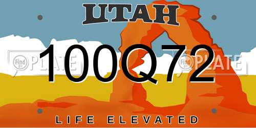 100Q72 Utah License Plate