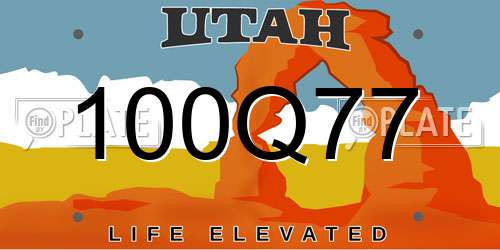 100Q77 Utah License Plate