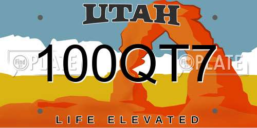 100QT7 Utah License Plate
