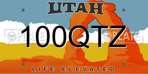 100QTZ Utah License Plate